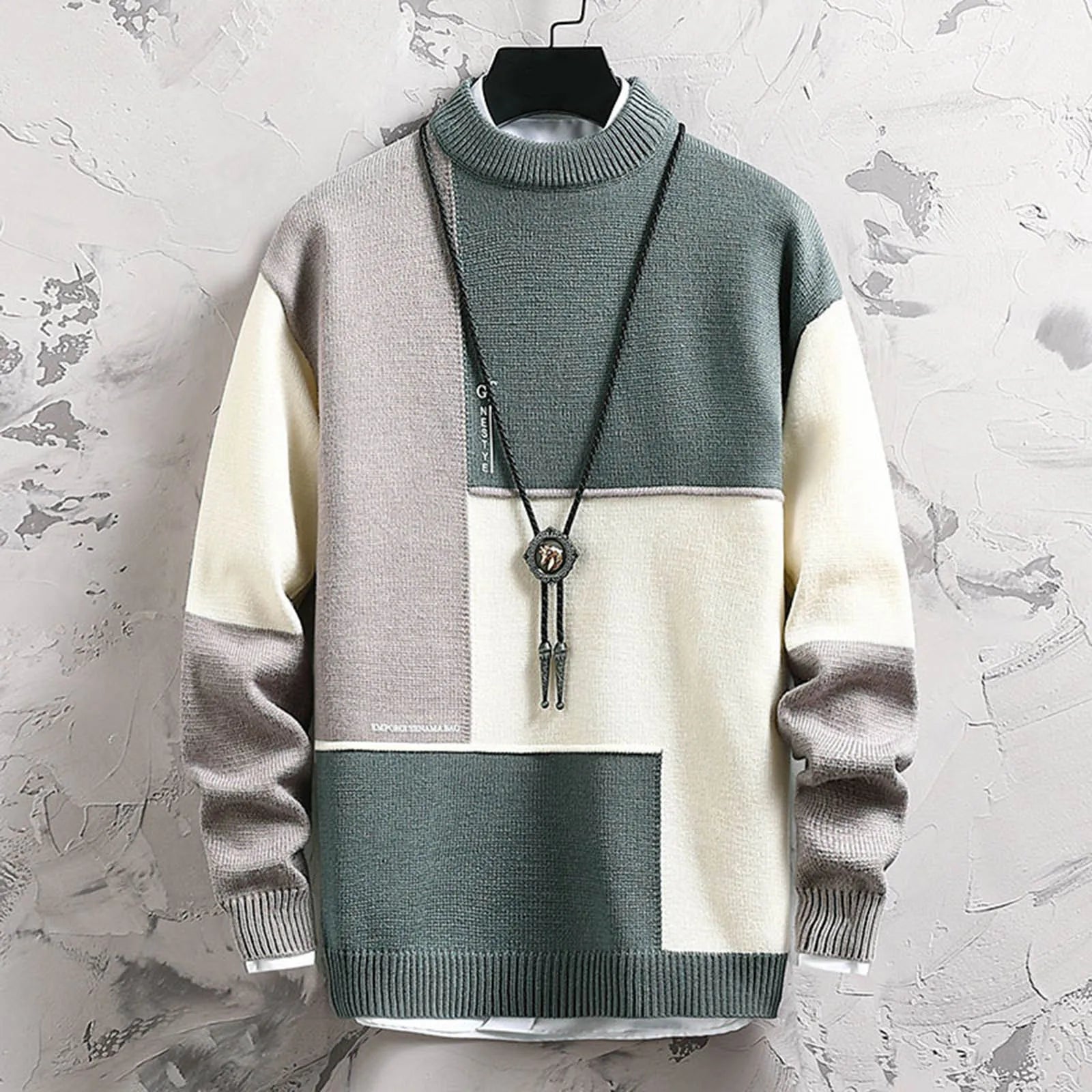 Color Block Turtleneck Sweater